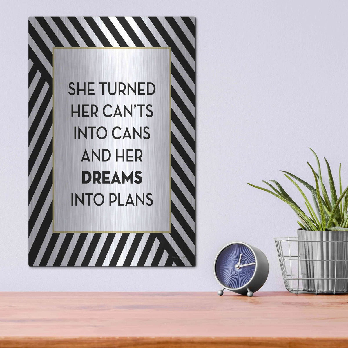 'Dreams' by Lettered & Lined – Metal Wall Art, 12x16 room view