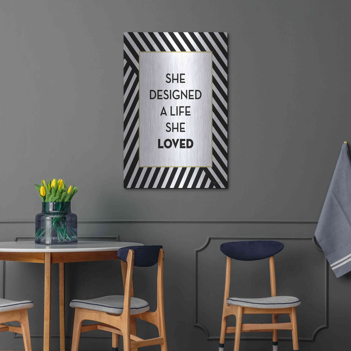 'A Life She Loved' by Lettered & Lined – Metal Wall Art, 24x36 room view