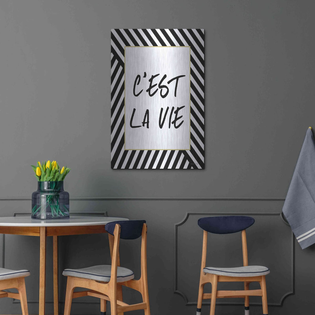 'C'Est La Vie' by Lettered & Lined – Metal Wall Art, 24x36 room view