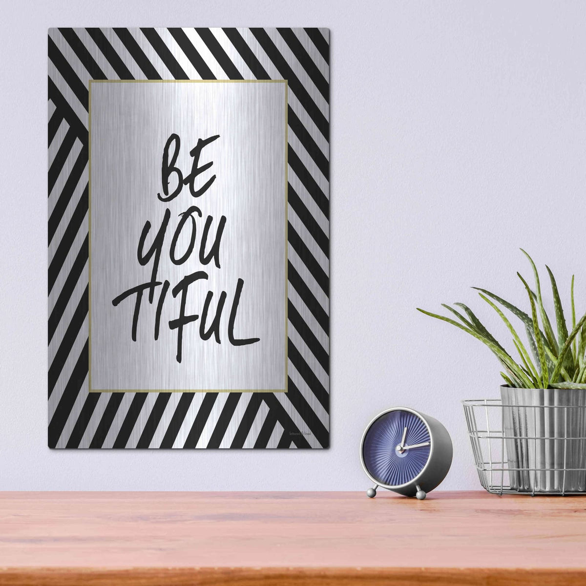 'Be-You-Tiful' by Lettered & Lined – Metal Wall Art, 12x16 room view