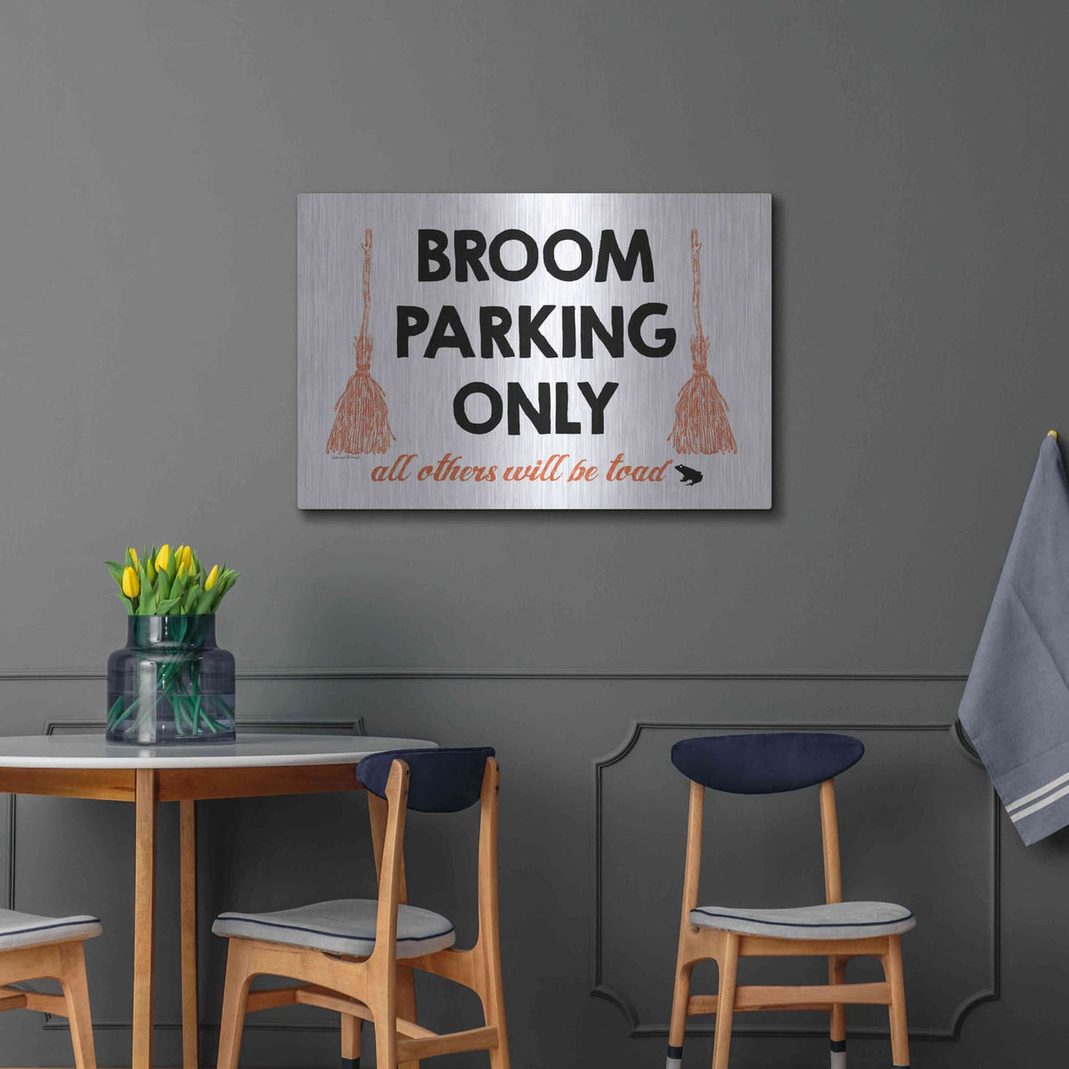 'Broom Parking Only' by Lettered & Lined – Metal Wall Art, 36x24 room view