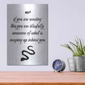 'Blissfully Unaware' by Lettered & Lined – Metal Wall Art, 12x16 room view