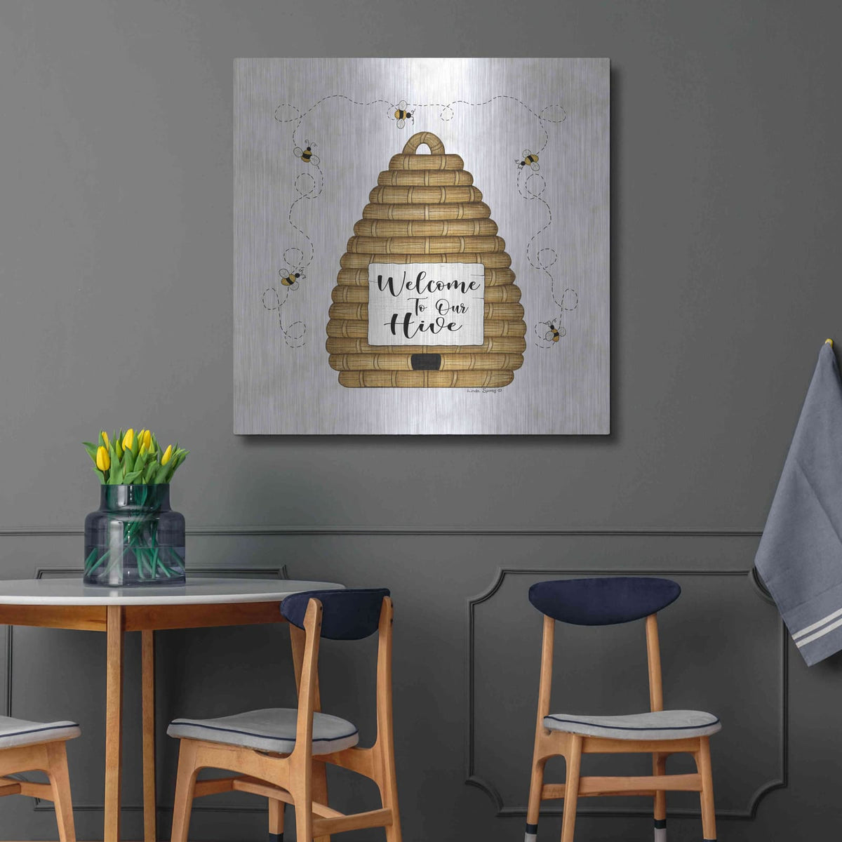 'Welcome to Our Hive' by Linda Spivey – Metal Wall Art, 36x36 room view