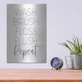 'Wash, Brush, Floss, Flush, Repeat' by Lux + Me – Metal Wall Art, 12x16 room view