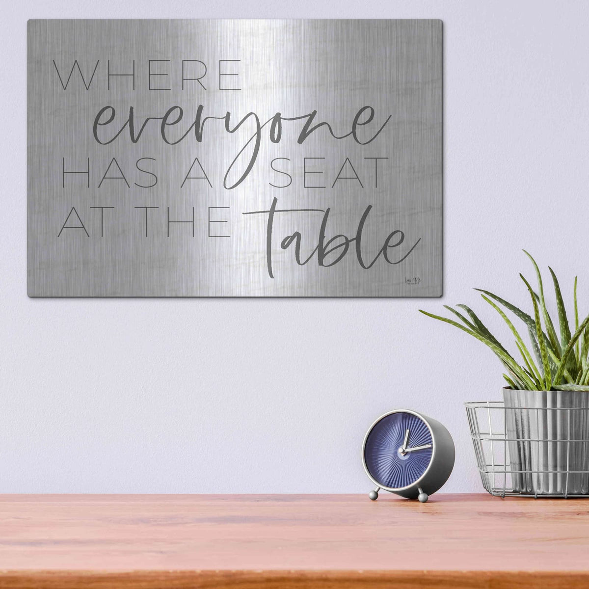 'Everyone Has a Seat at the Table' by Lux + Me – Metal Wall Art, 16x12 room view
