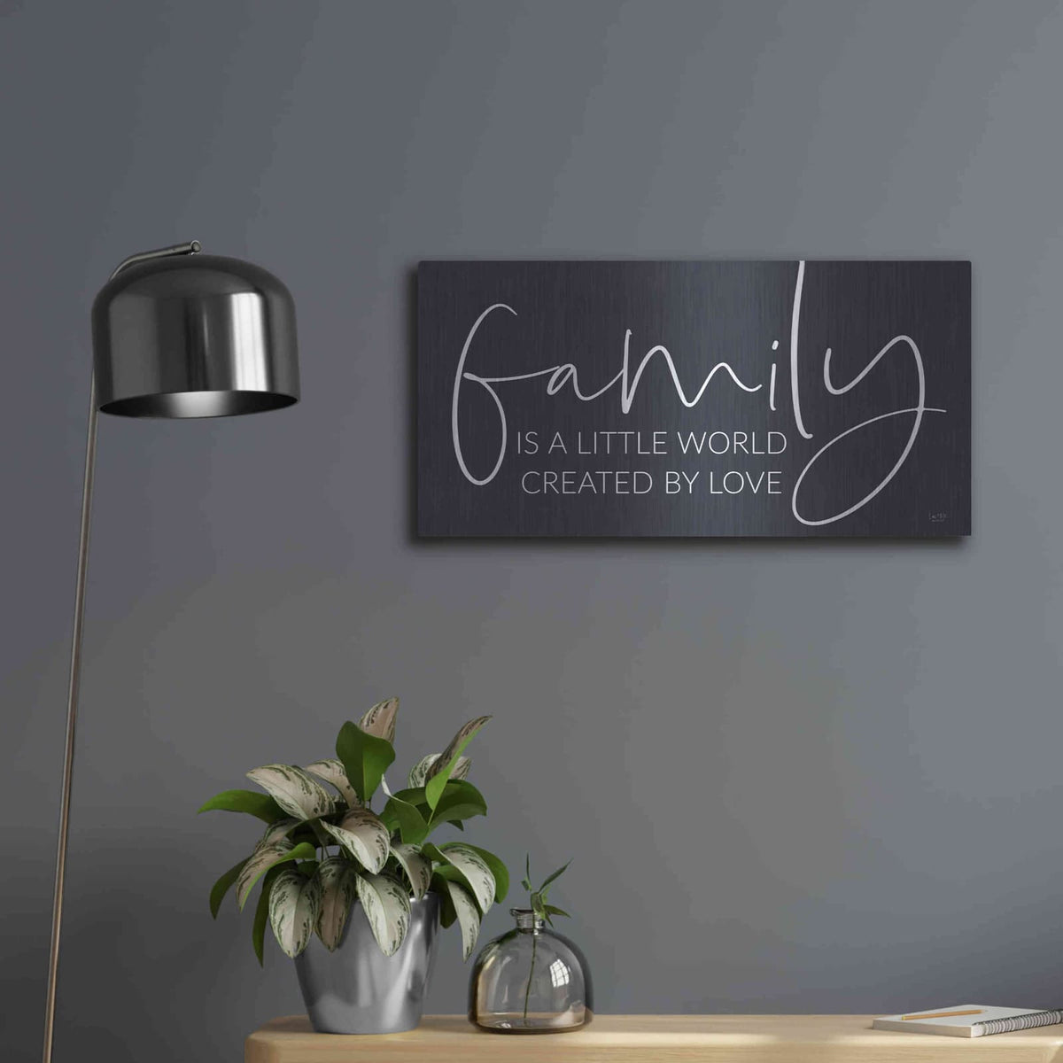 'Family Is…' by Lux + Me – Metal Wall Art, 24x12 room view