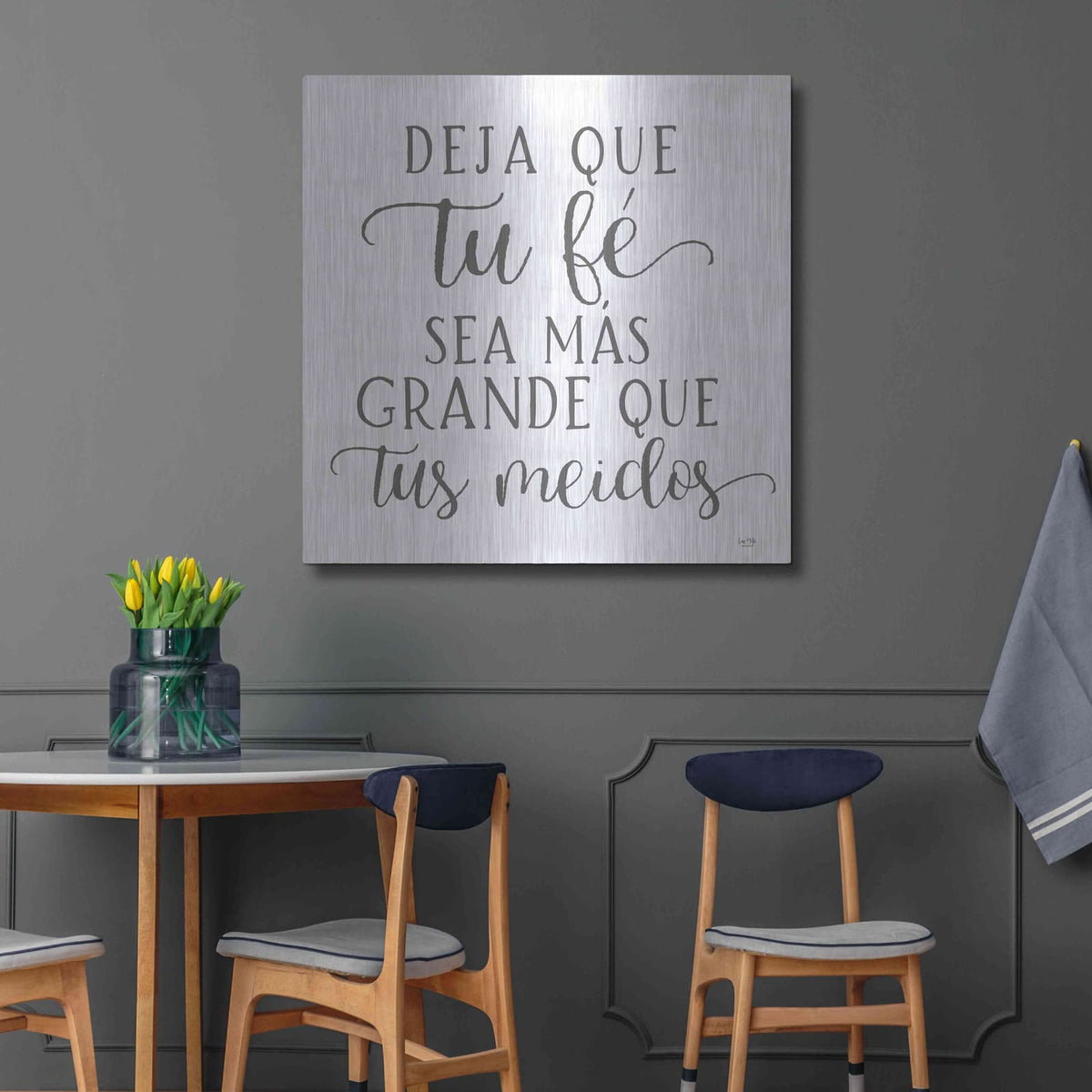 'Let Your Faith Be Bigger Than Your Fears' by Lux + Me – Metal Wall Art, 36x36 room view