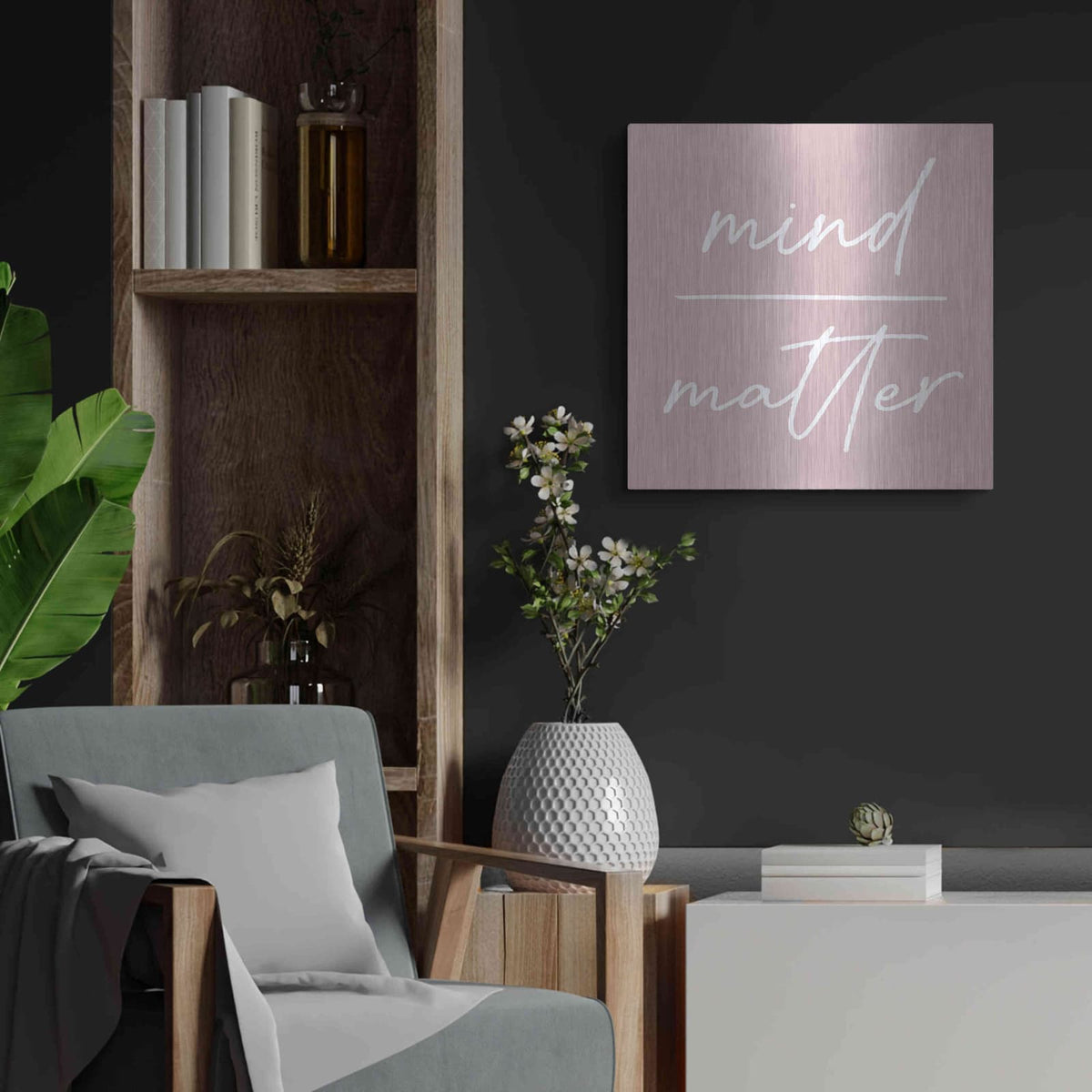 'Mind Over Matter' by Lux + Me – Metal Wall Art, 24x24 room view