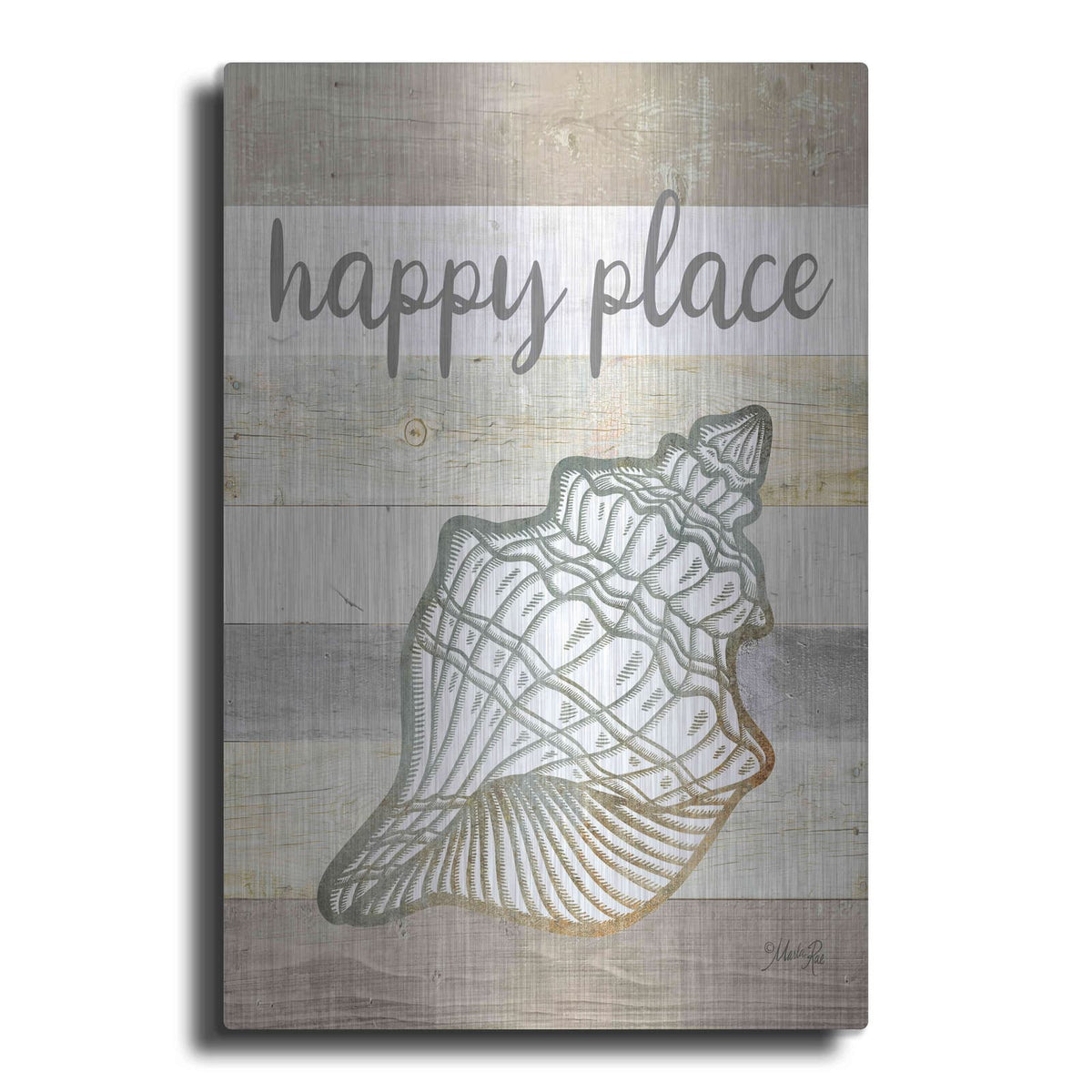 'Happy Place Shell' by Marla Rae – Metal Wall Art