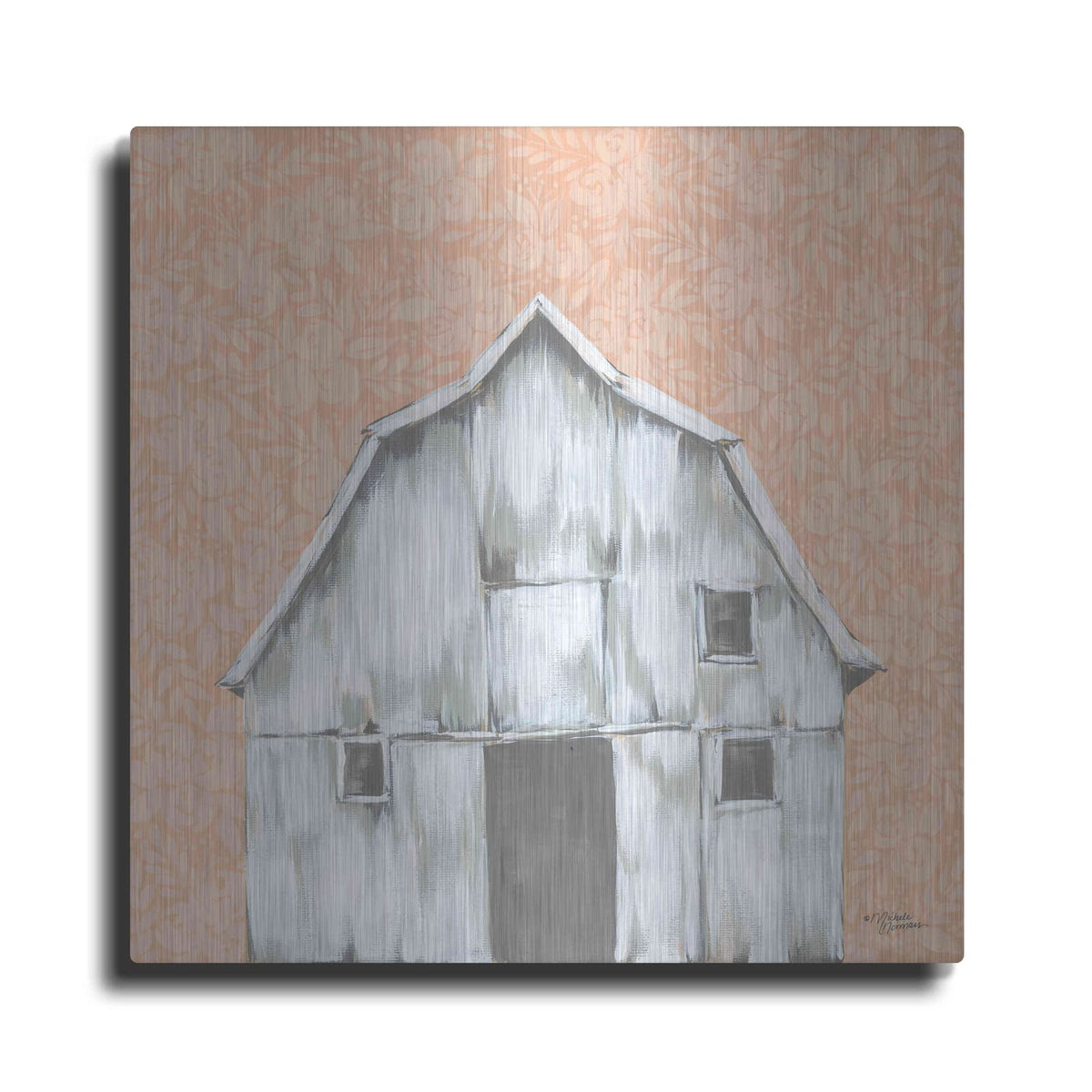 'Peaches & Cream Barn' by Michele Norman – Metal Wall Art