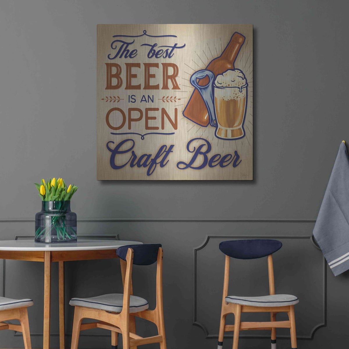 'The Best Beer' by Mollie B Art – Metal Wall Art, 36x36 room view
