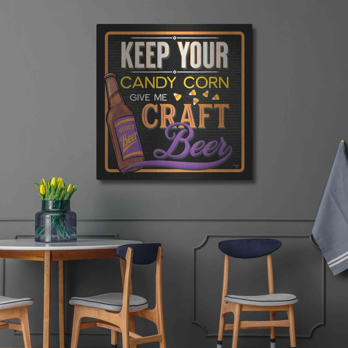 'Keep Your Candy Corn' by Mollie B Art – Metal Wall Art, 36x36 room view