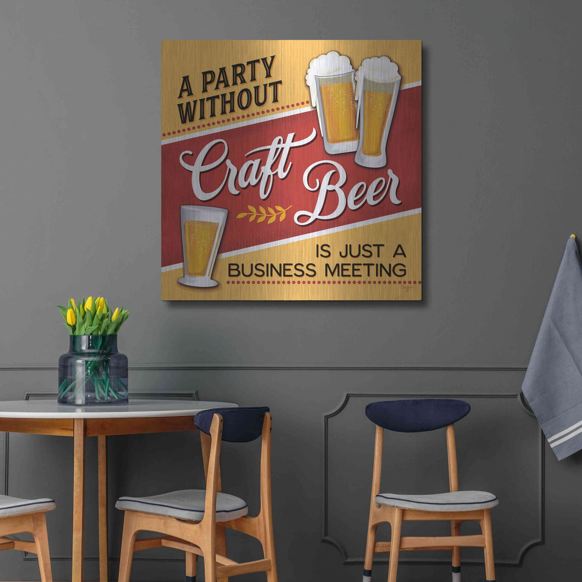 'Just a Business Meeting' by Mollie B Art – Metal Wall Art, 36x36 room view