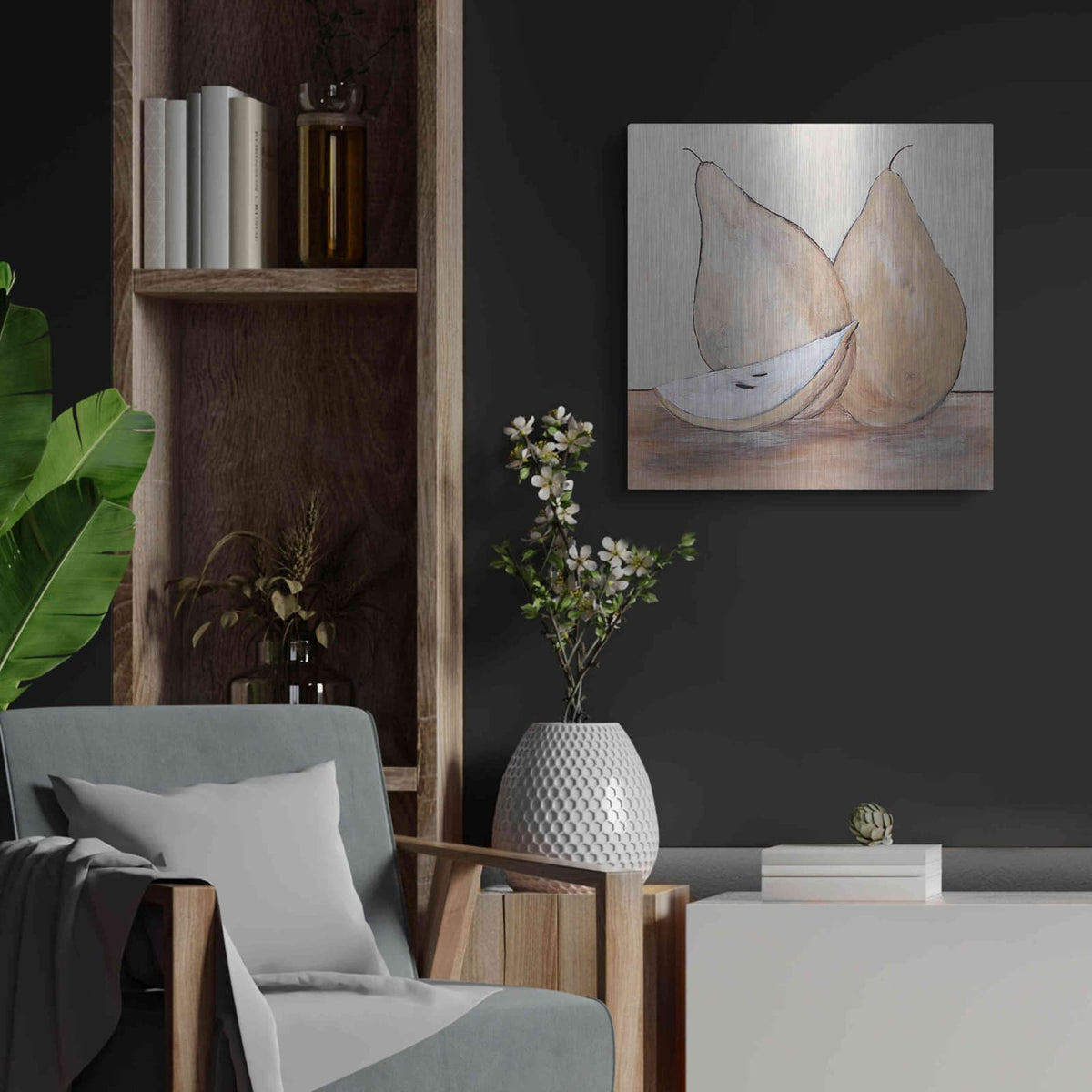 'Pair of Pears' by Roey Ebert – Metal Wall Art, 24x24 room view