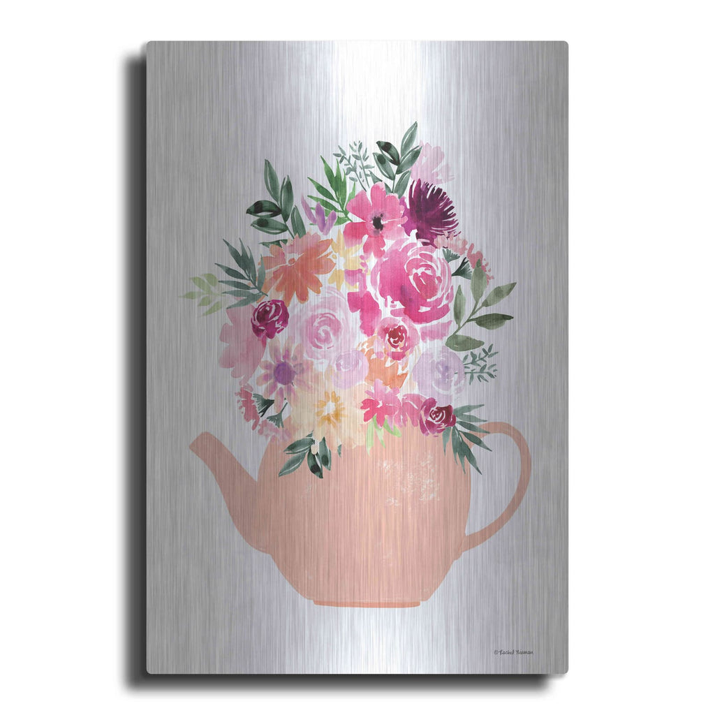 'Floral Teapot' by Rachel Nieman – Metal Wall Art