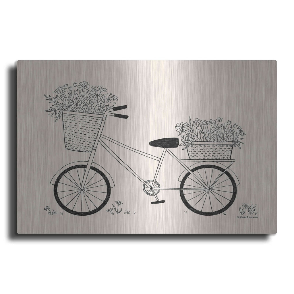 'Spring Flower Bike Sketch' by Rachel Nieman – Metal Wall Art