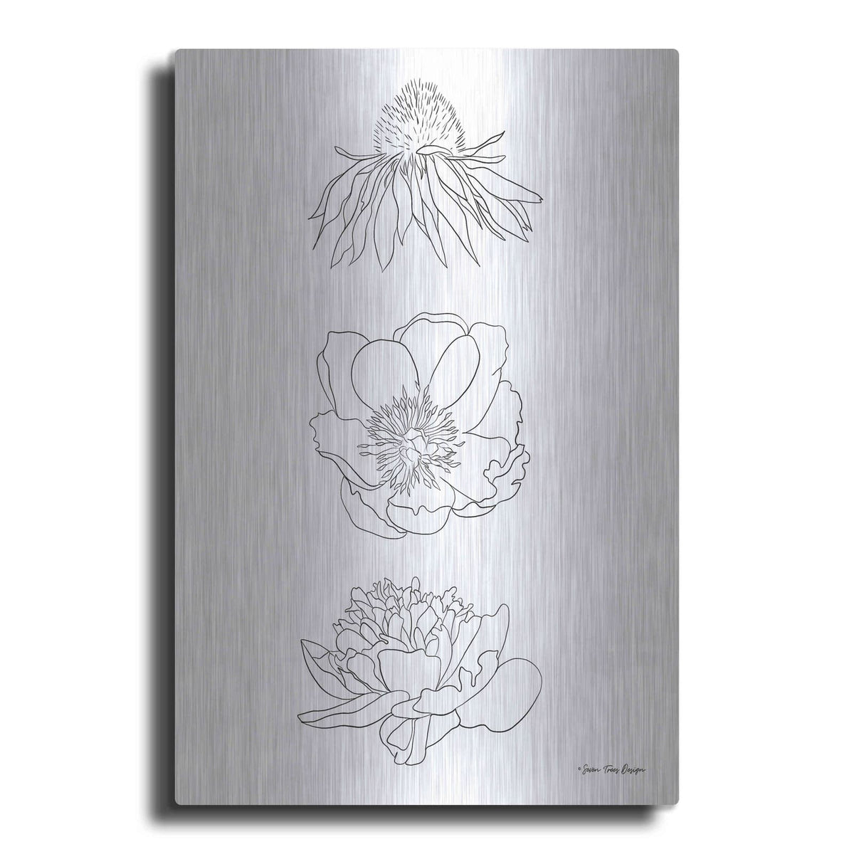 'Hand Drawn Flowers' by Seven Trees Design – Metal Wall Art