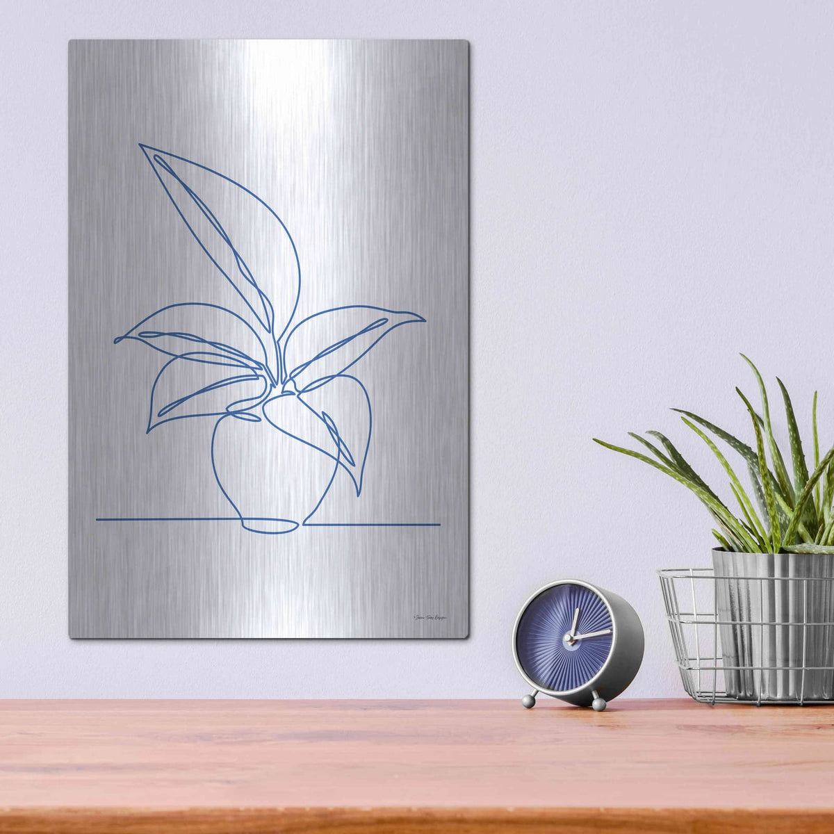 'One Line Plant I' by Seven Trees Design – Metal Wall Art, 12x16 room view