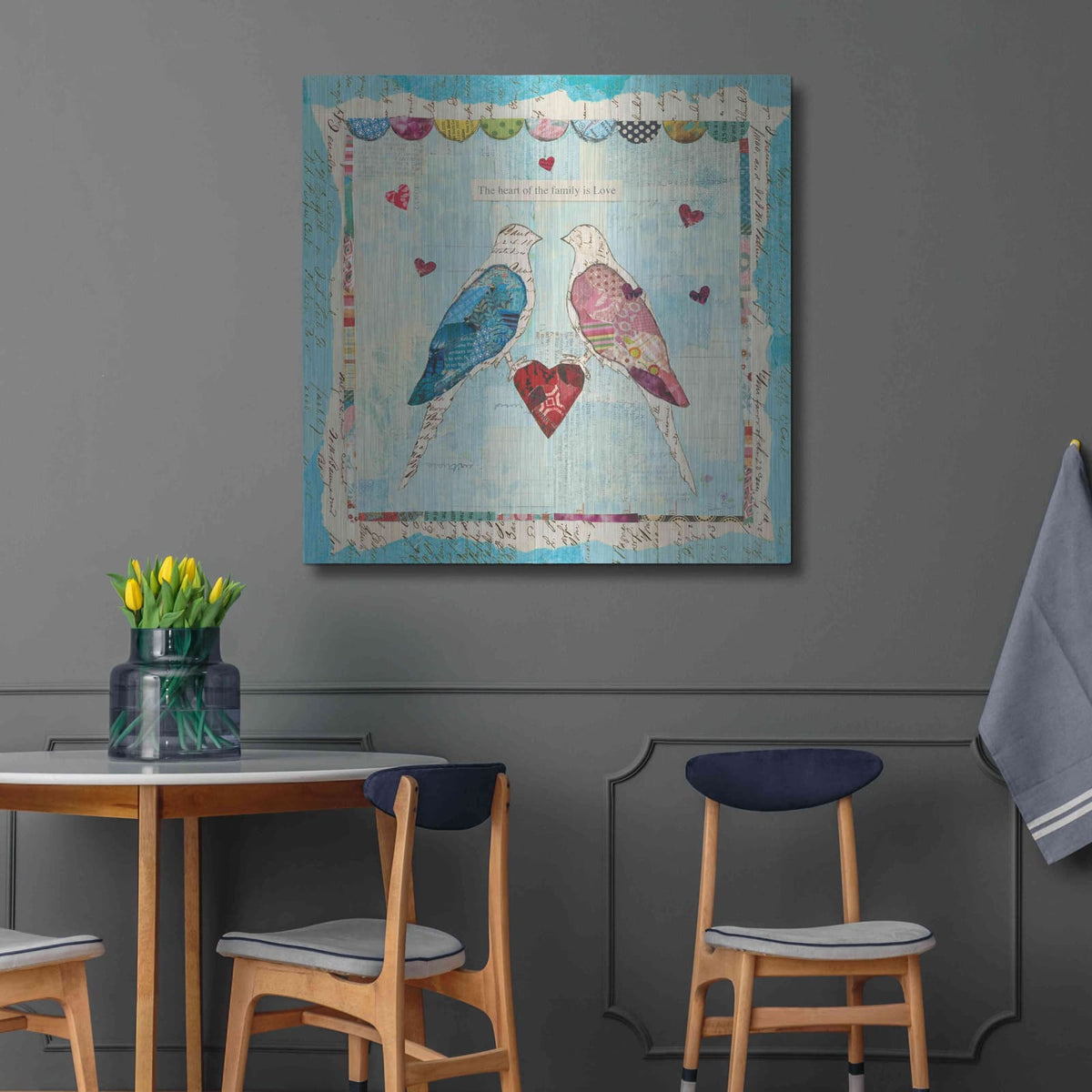 'Love Birds Square' by Courtney Prahl – Metal Wall Art, 36x36 room view