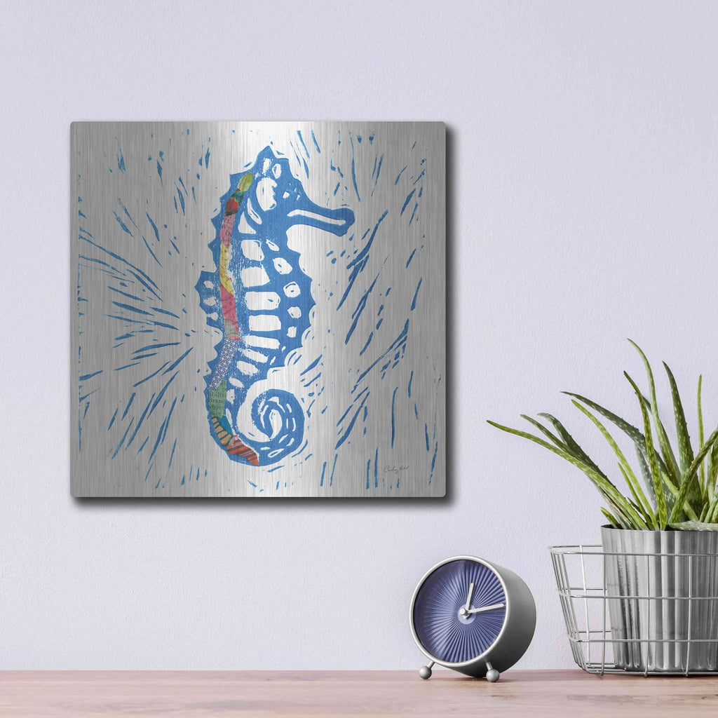 'Sea Creature Sea Horse Color' by Courtney Prahl – Metal Wall Art, 12x12 room view