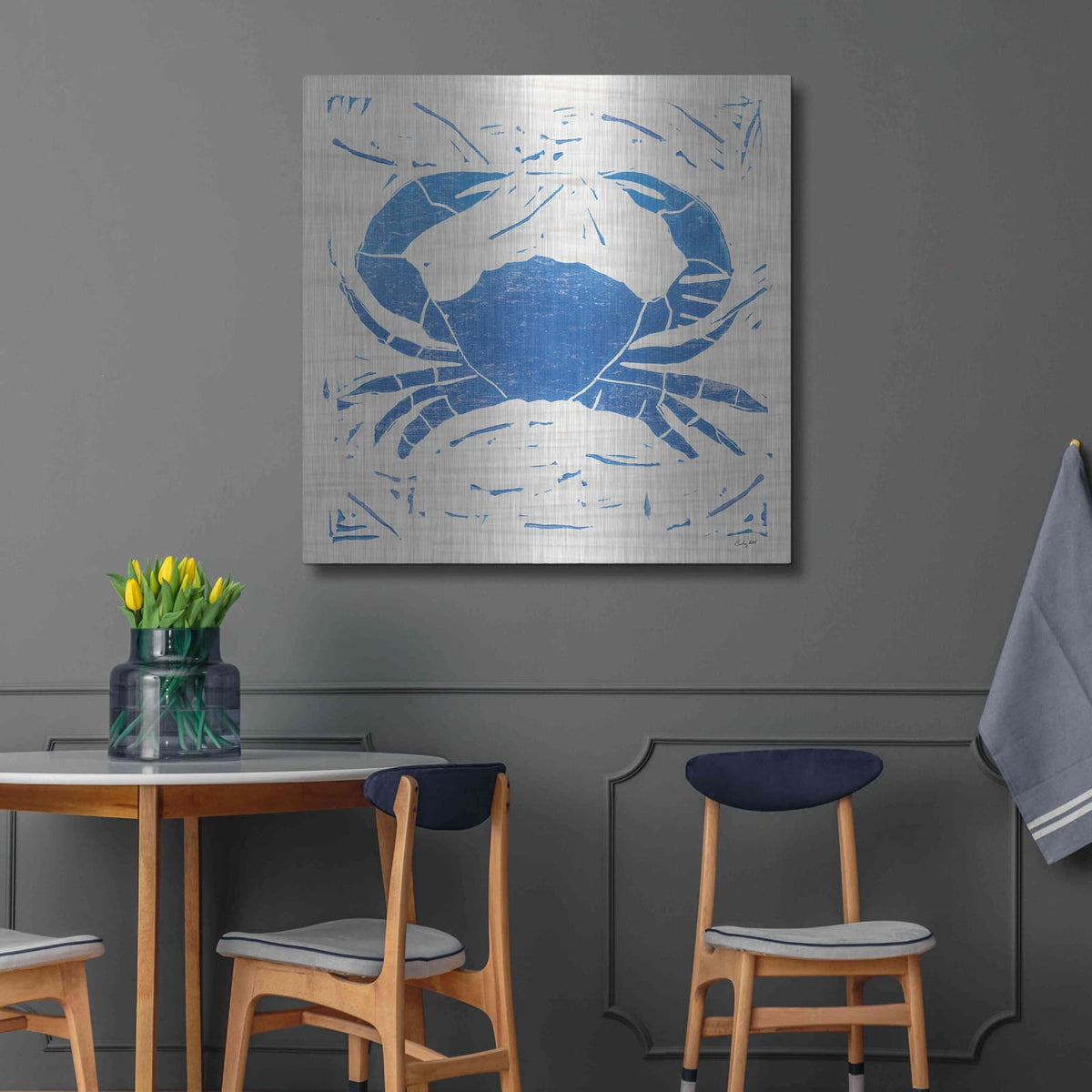 'Sea Creature Crab Blue' by Courtney Prahl – Metal Wall Art, 36x36 room view