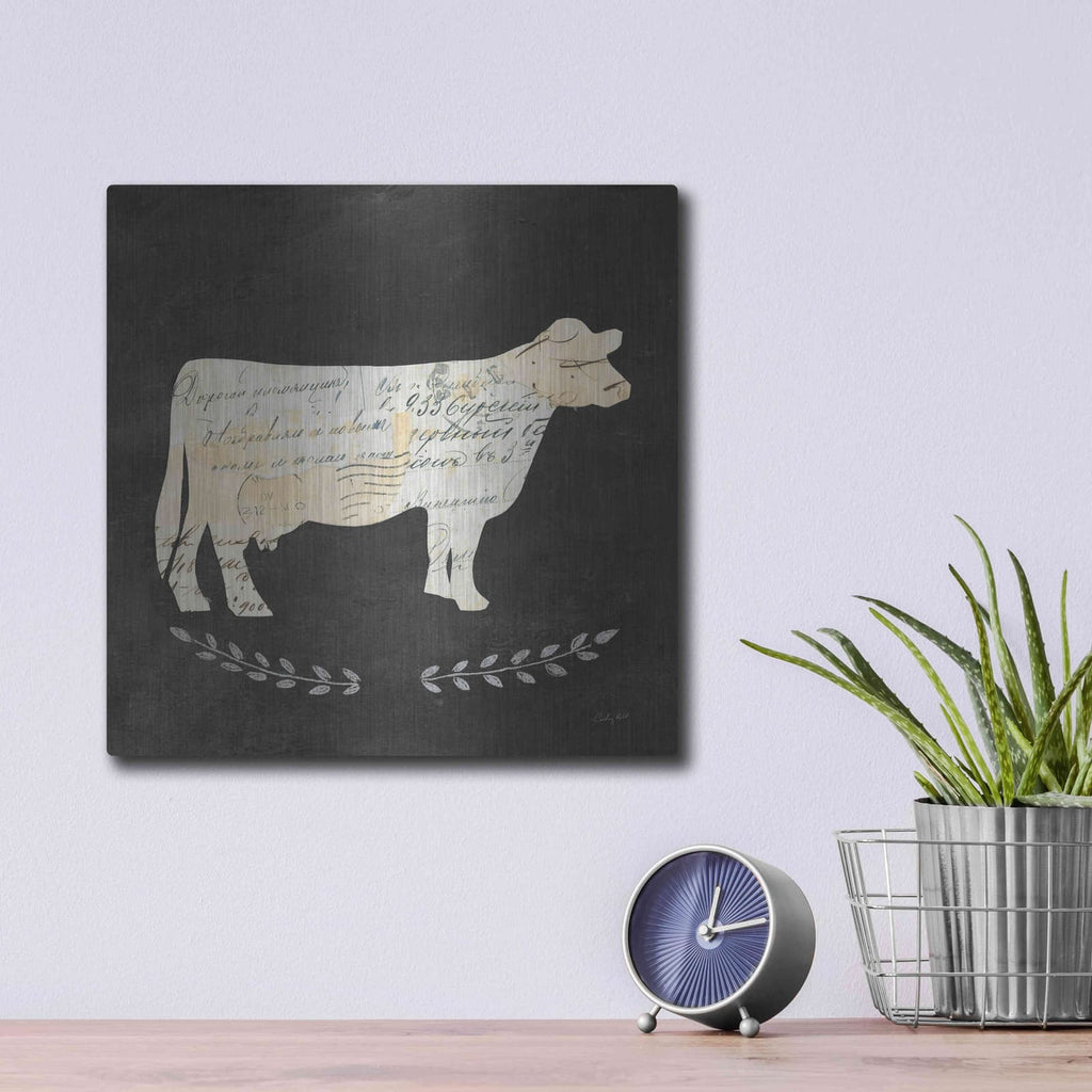 'La Vache Cameo Sq no Words' by Courtney Prahl – Metal Wall Art, 12x12 room view