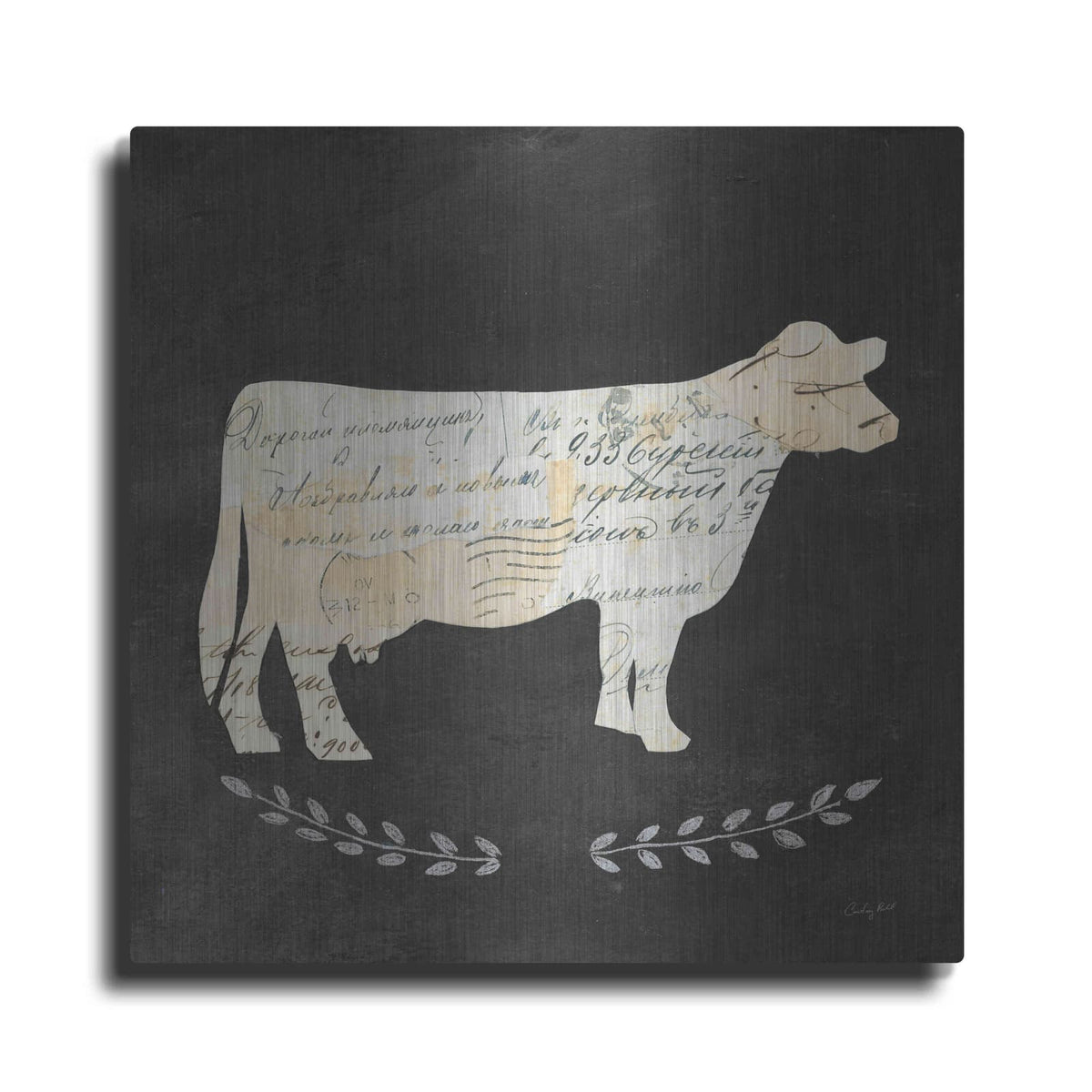 'La Vache Cameo Sq no Words' by Courtney Prahl – Metal Wall Art