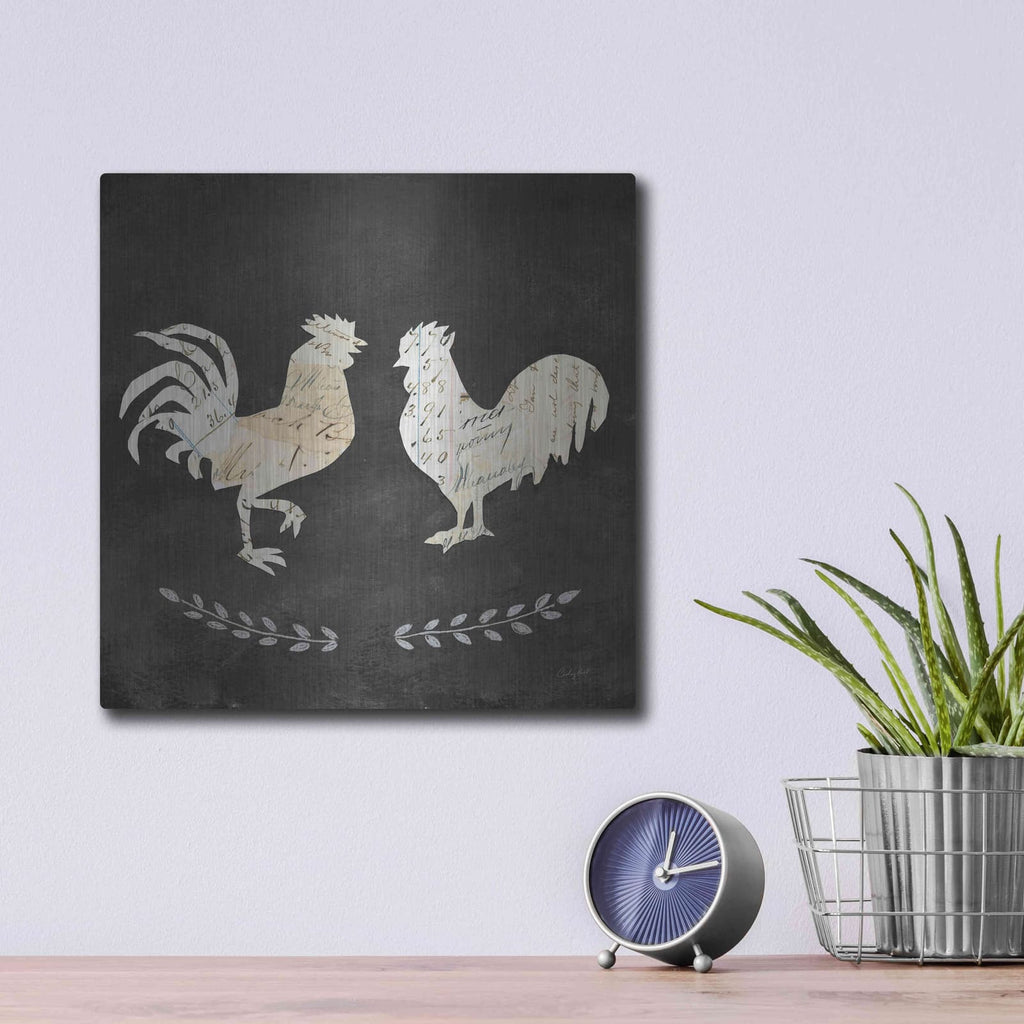 'Le Coq Cameo Sq no Words' by Courtney Prahl – Metal Wall Art, 12x12 room view