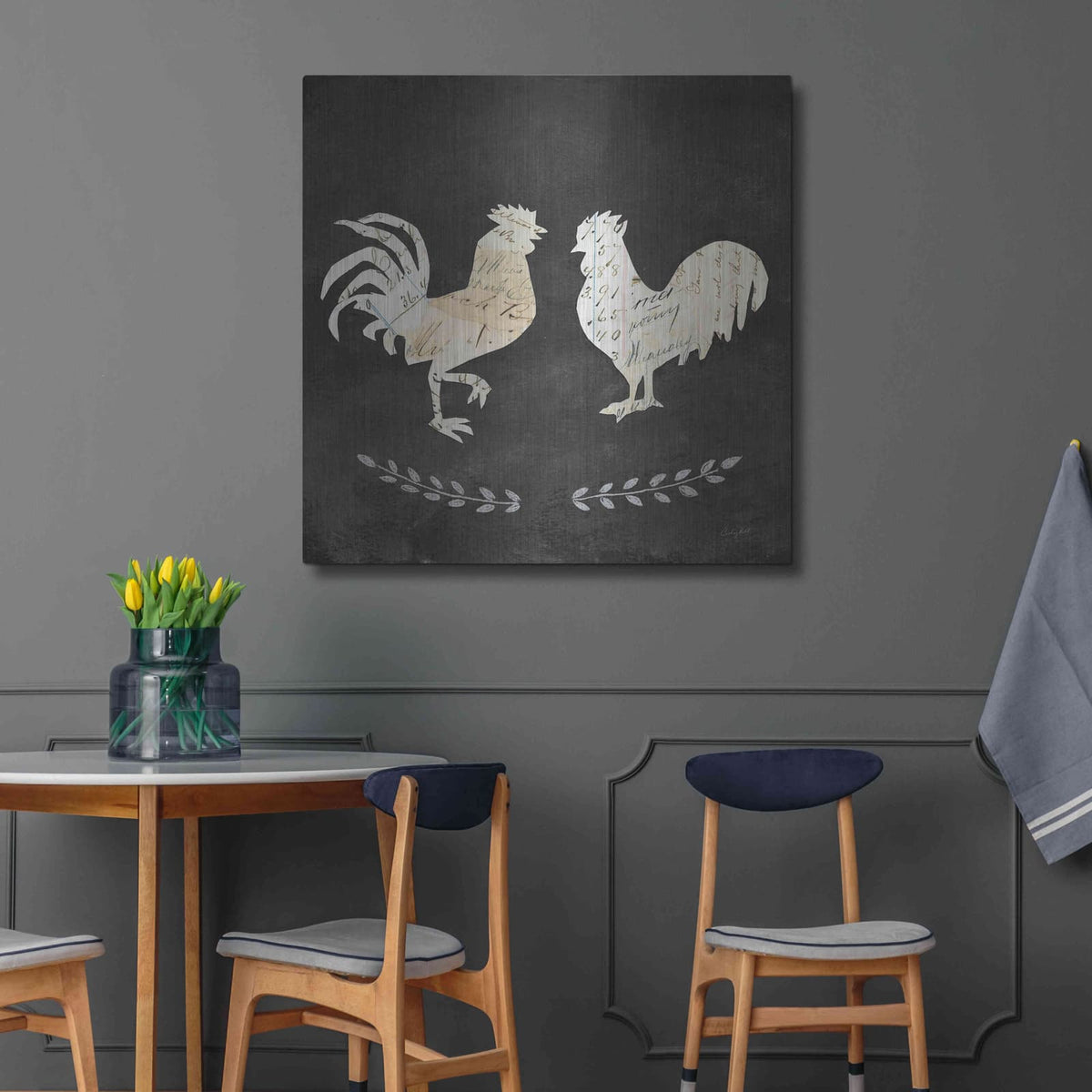 'Le Coq Cameo Sq no Words' by Courtney Prahl – Metal Wall Art, 36x36 room view