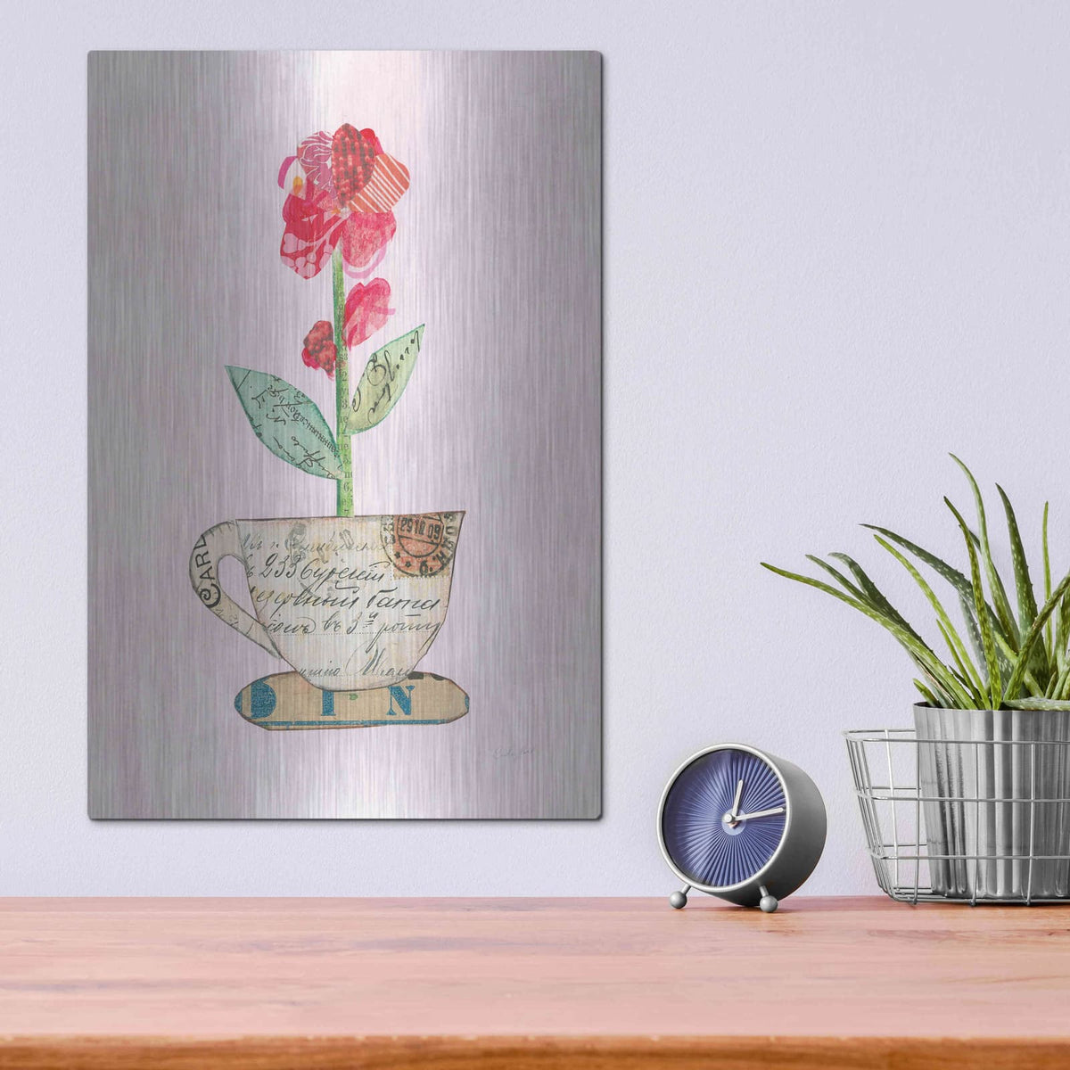 'Teacup Floral IV' by Courtney Prahl – Metal Wall Art, 12x16 room view