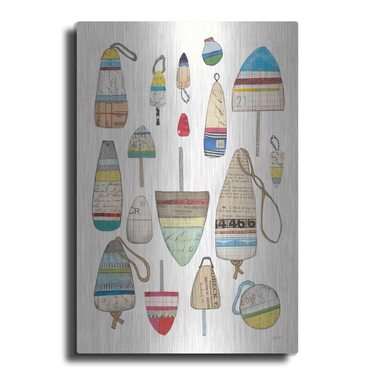 'Lobster Buoys on White' by Courtney Prahl – Metal Wall Art
