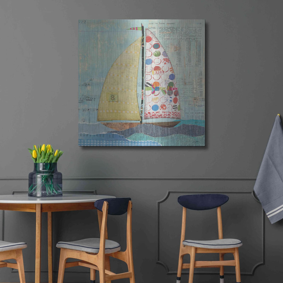 'At the Regatta I Sail Sq' by Courtney Prahl – Metal Wall Art, 36x36 room view