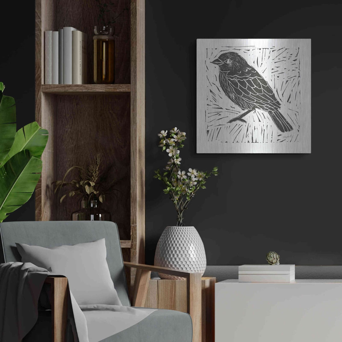 'Bird Element I' by Courtney Prahl – Metal Wall Art, 24x24 room view