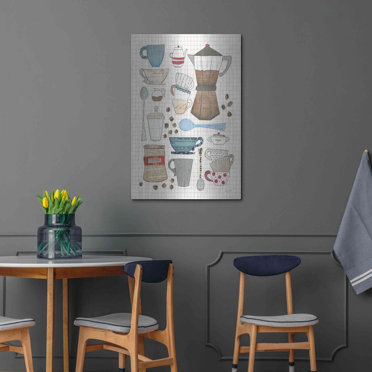 'Coffee Chart I v2 Gingham' by Courtney Prahl – Metal Wall Art, 24x36 room view