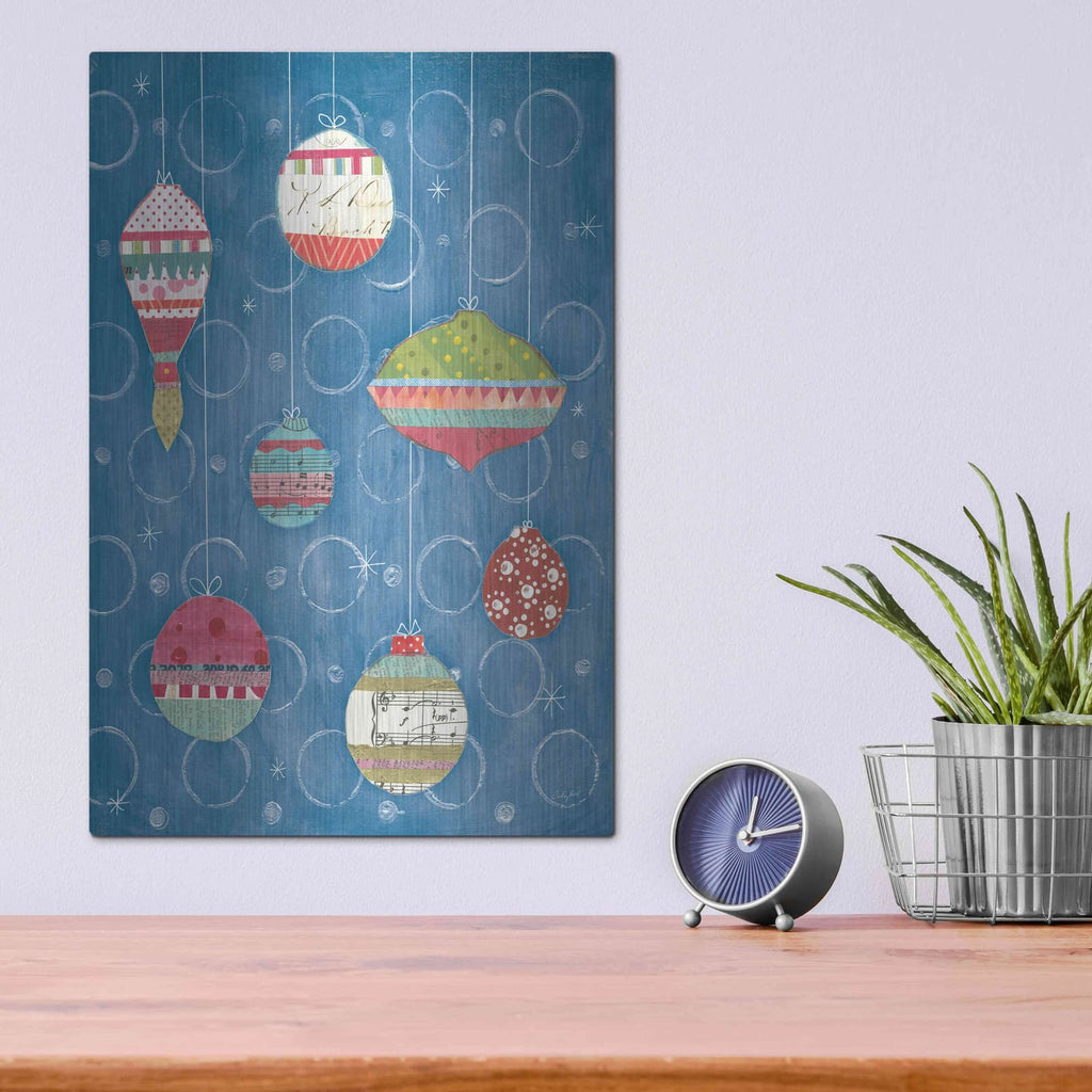 'Retro Ornaments I Blue' by Courtney Prahl – Metal Wall Art, 12x16 room view