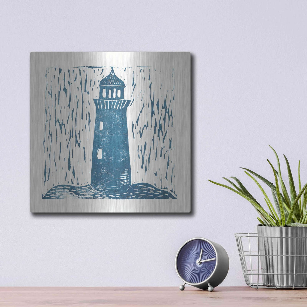 'Nautical Collage on White I' by Courtney Prahl – Metal Wall Art, 12x12 room view