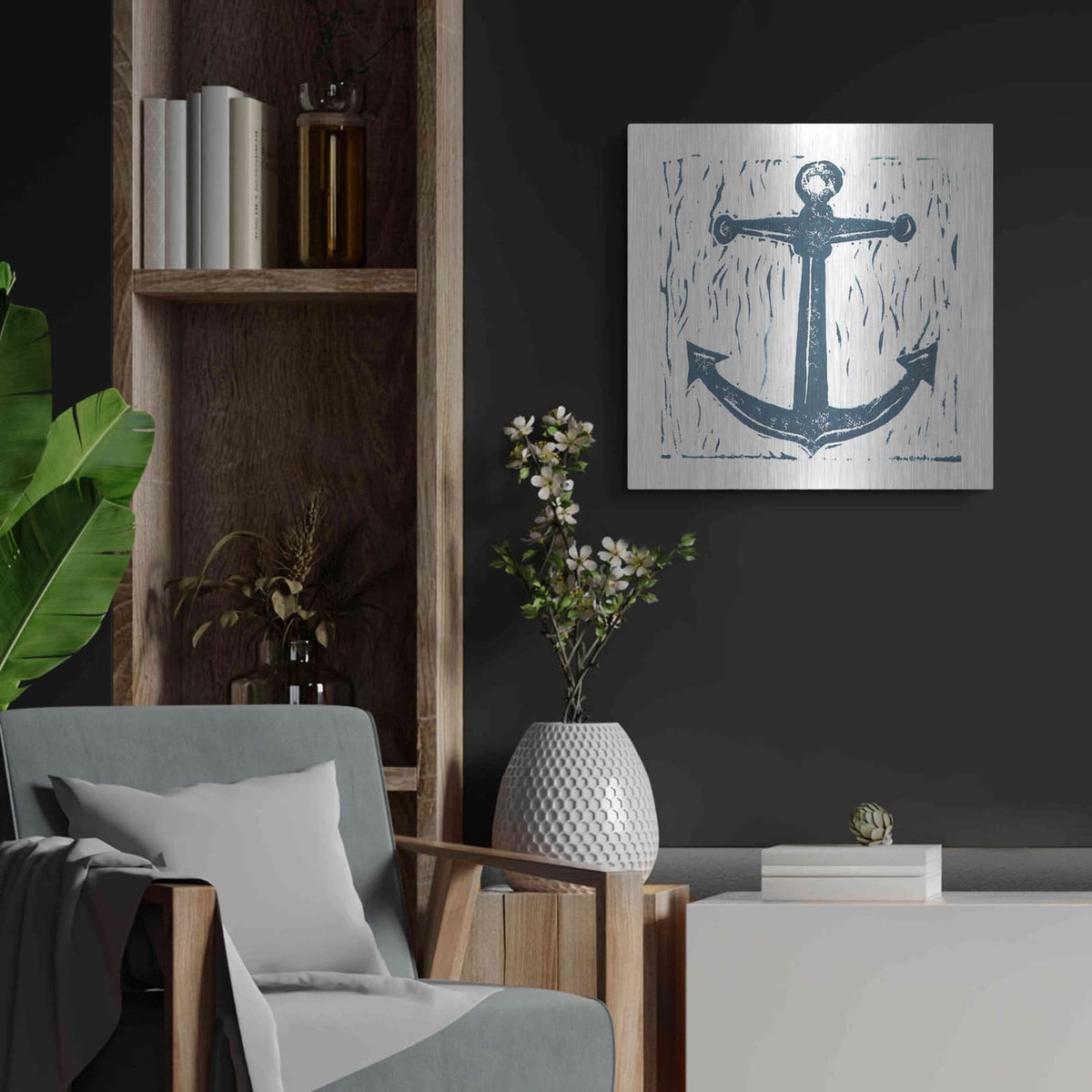 'Nautical Collage on White III' by Courtney Prahl – Metal Wall Art, 24x24 room view