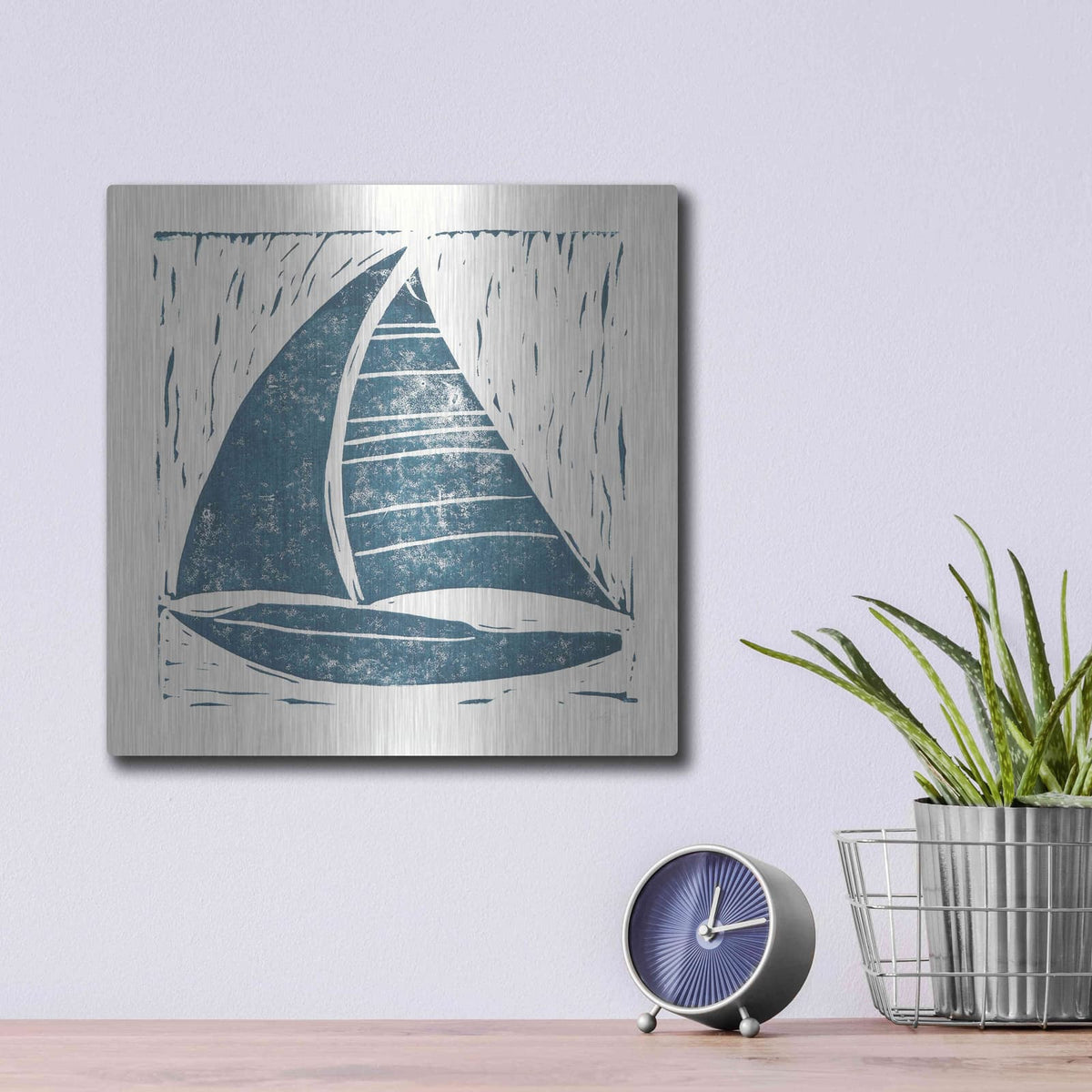 'Nautical Collage on White IV' by Courtney Prahl – Metal Wall Art, 12x12 room view