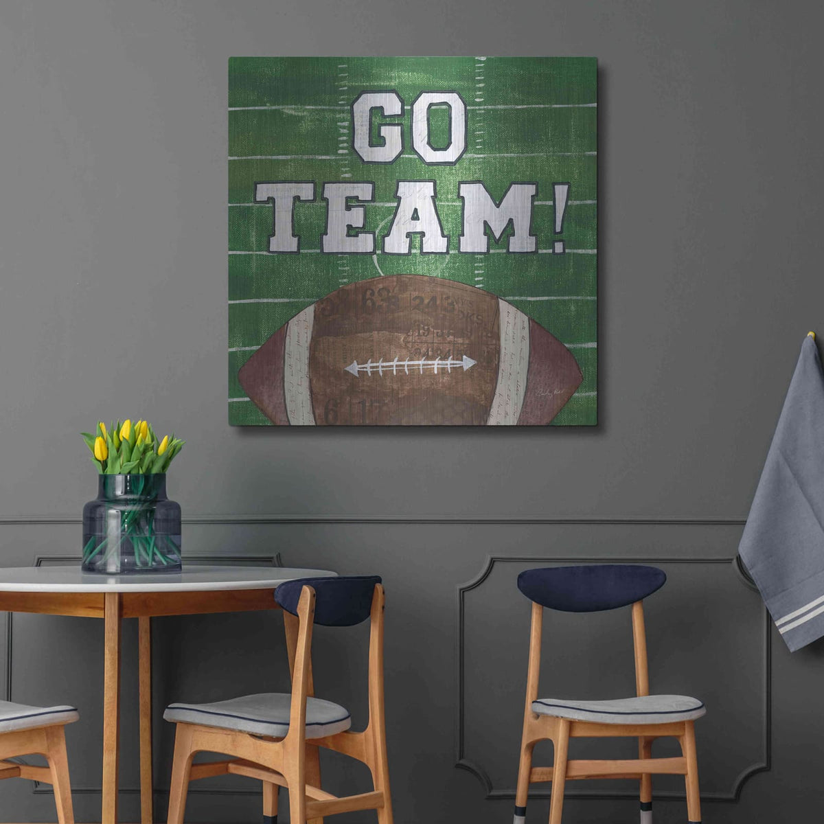 'On the Field I Go Team' by Courtney Prahl – Metal Wall Art, 36x36 room view