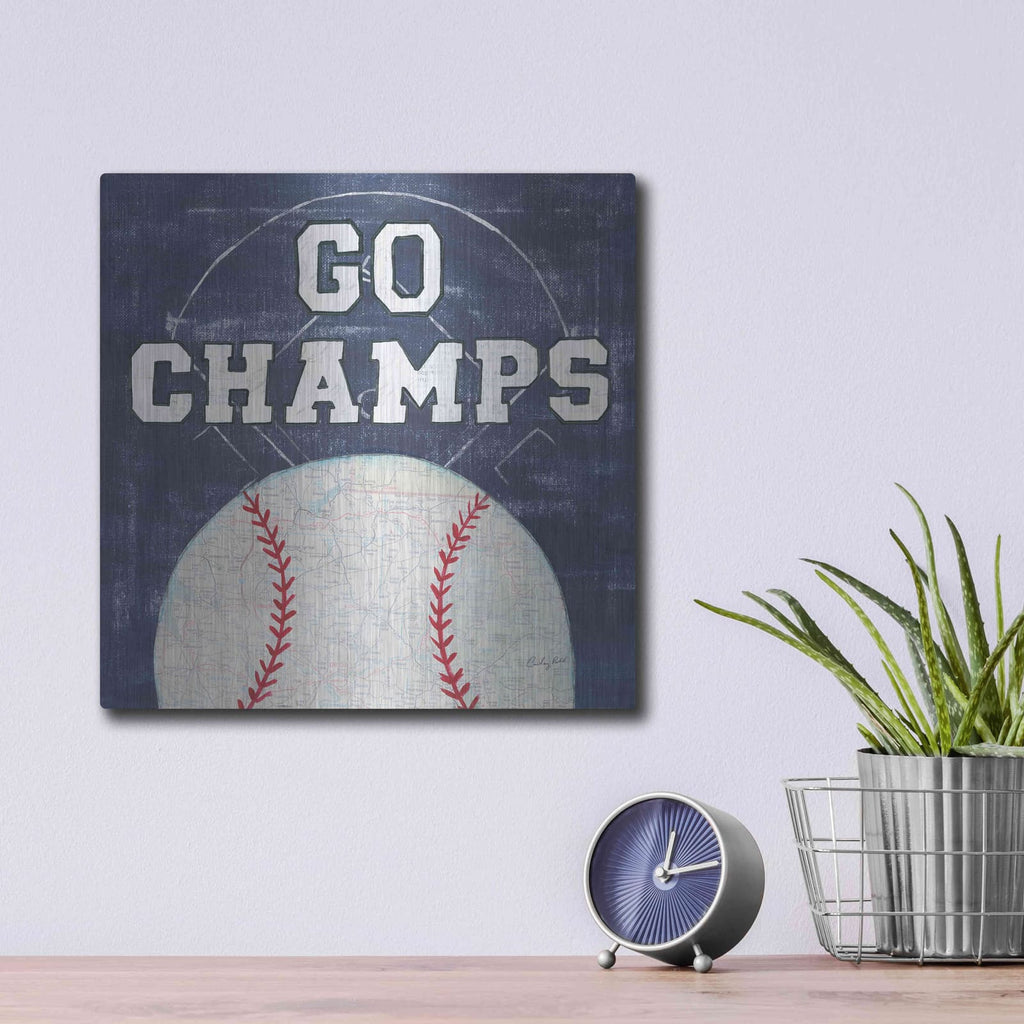 'On the Field III Go Champs' by Courtney Prahl – Metal Wall Art, 12x12 room view