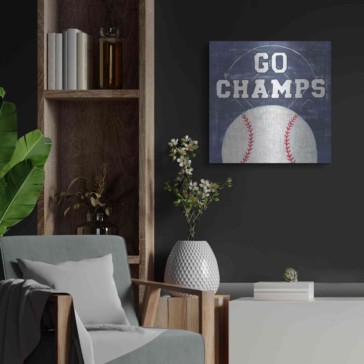 'On the Field III Go Champs' by Courtney Prahl – Metal Wall Art, 24x24 room view