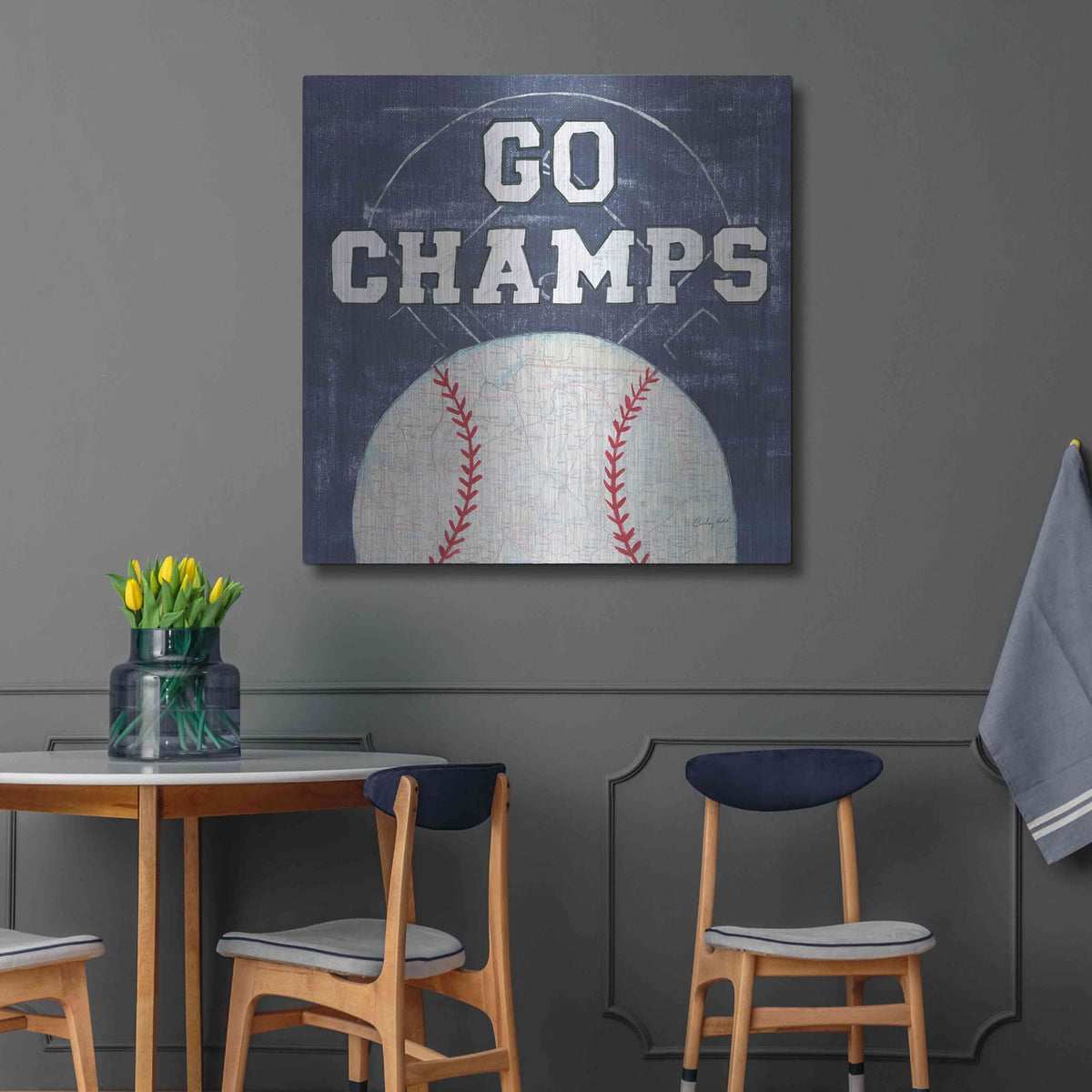 'On the Field III Go Champs' by Courtney Prahl – Metal Wall Art, 36x36 room view