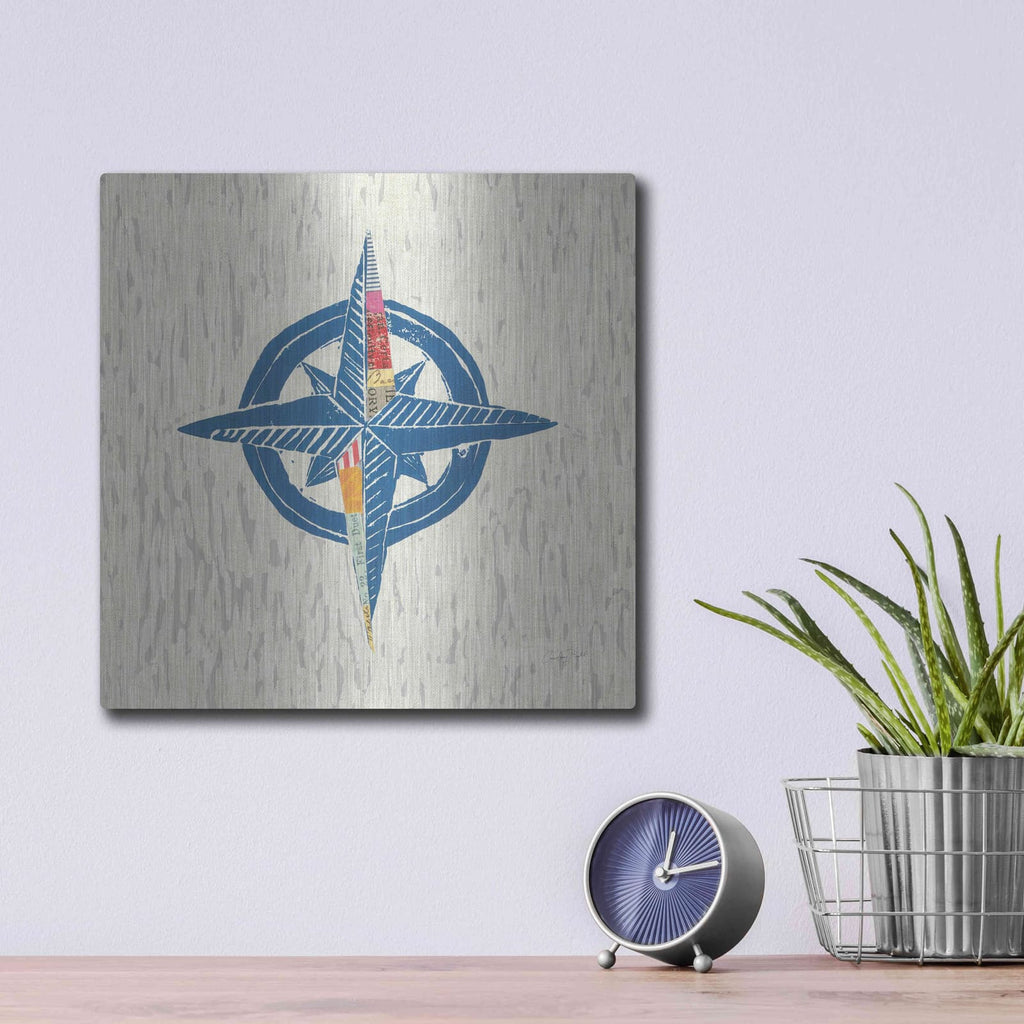 'Nautical Collage I on Linen' by Courtney Prahl – Metal Wall Art, 12x12 room view