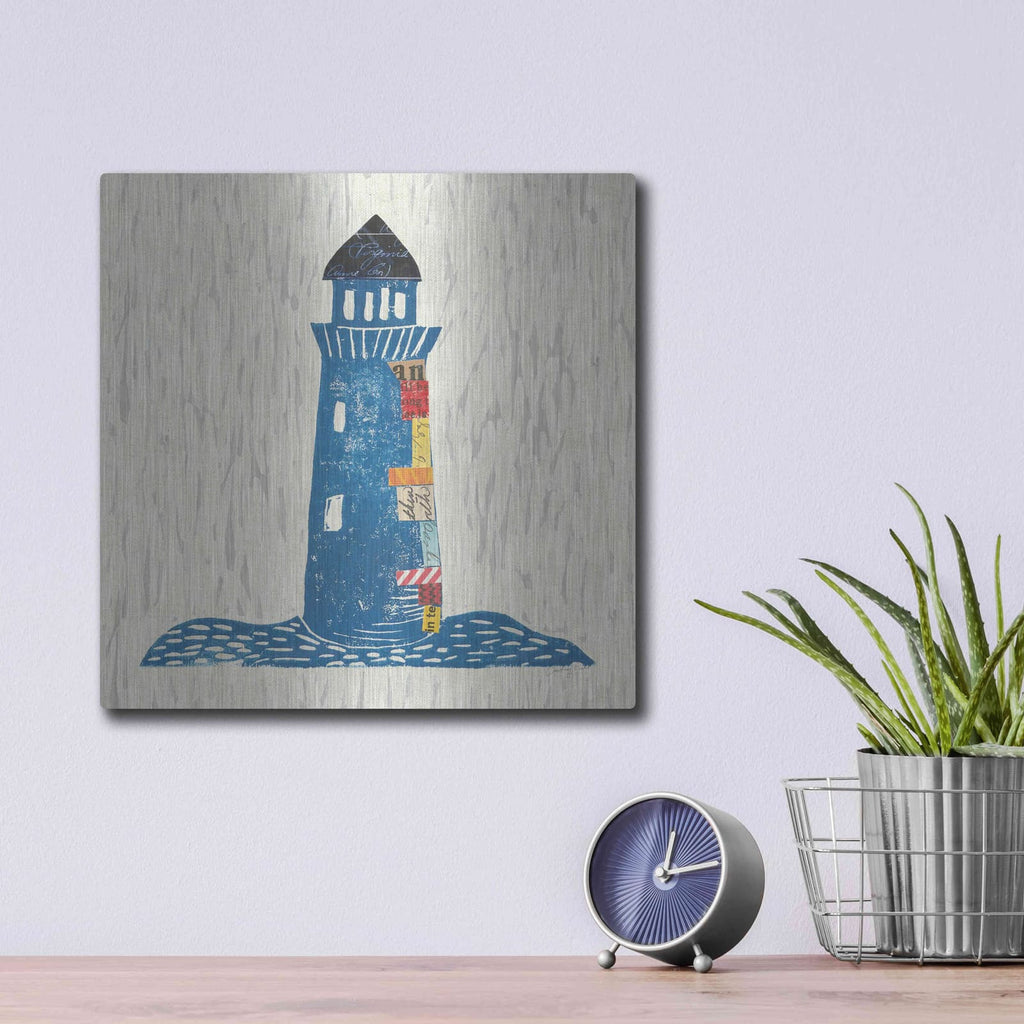 'Nautical Collage II on Linen' by Courtney Prahl – Metal Wall Art, 12x12 room view