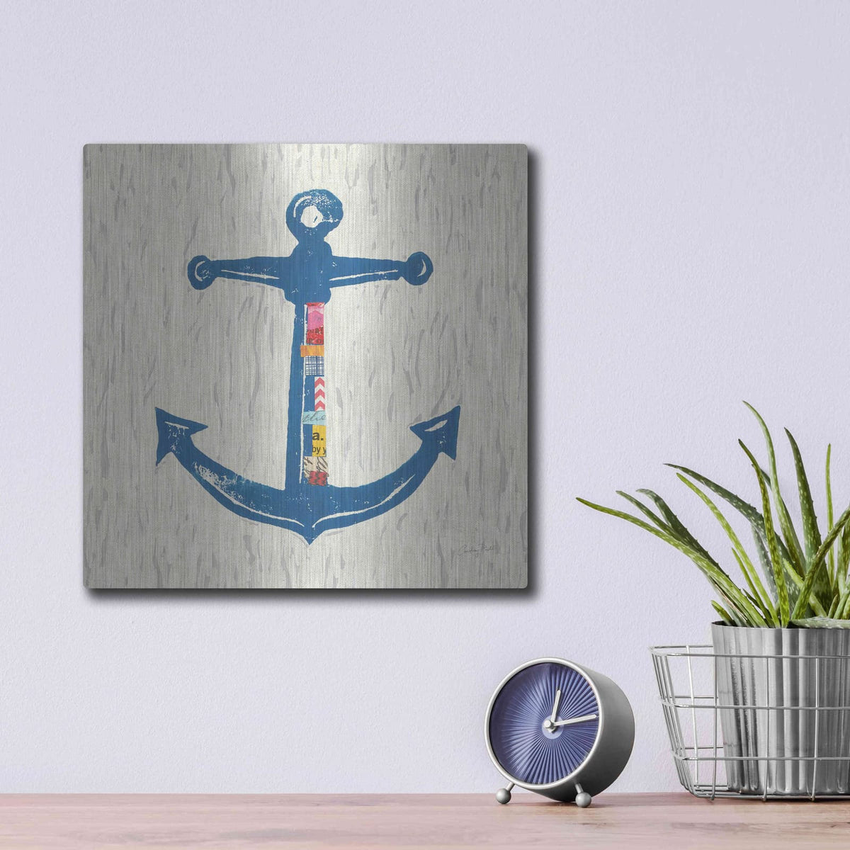 'Nautical Collage III on Linen' by Courtney Prahl – Metal Wall Art, 12x12 room view