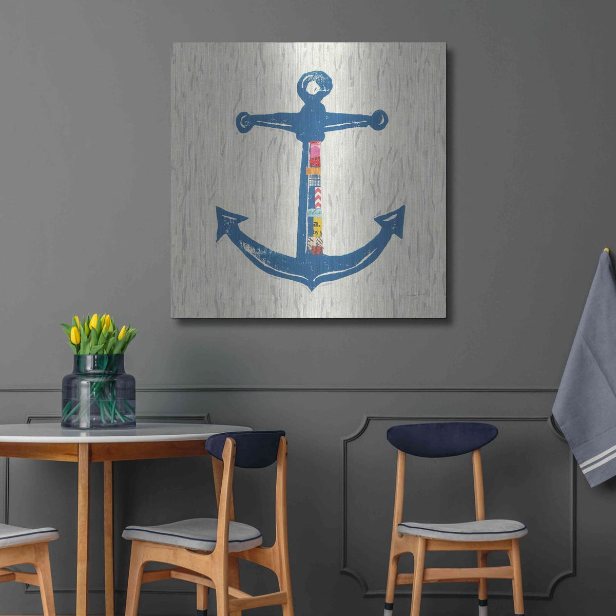 'Nautical Collage III on Linen' by Courtney Prahl – Metal Wall Art, 36x36 room view