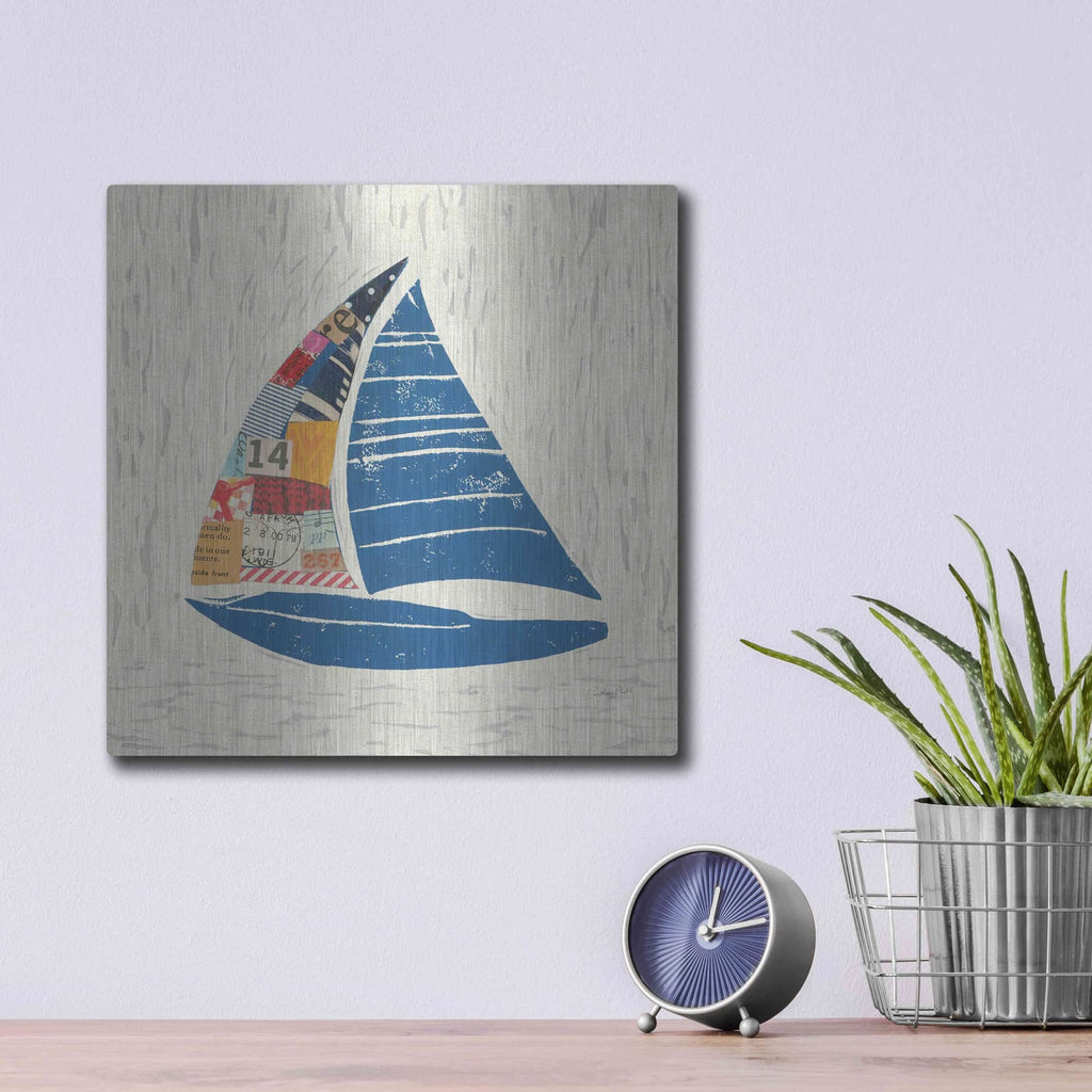 'Nautical Collage IV on Linen' by Courtney Prahl – Metal Wall Art, 12x12 room view
