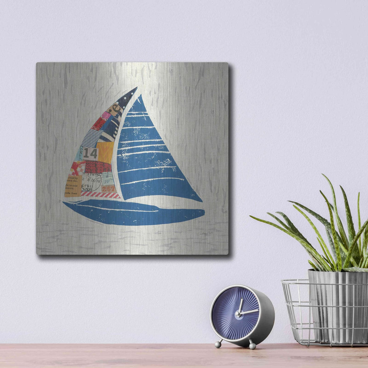 'Nautical Collage IV on Linen' by Courtney Prahl – Metal Wall Art, 12x12 room view