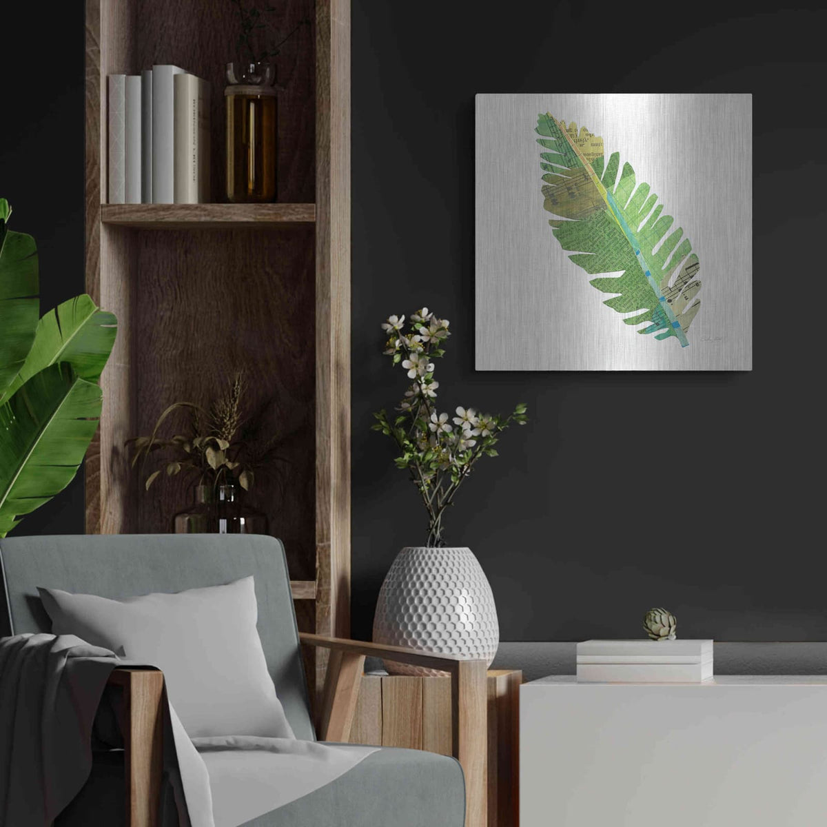 'Tropical Fun Palms IV' by Courtney Prahl – Metal Wall Art, 24x24 room view