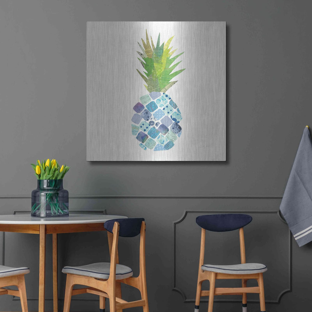 'Tropical Fun Pineapple II' by Courtney Prahl – Metal Wall Art, 36x36 room view